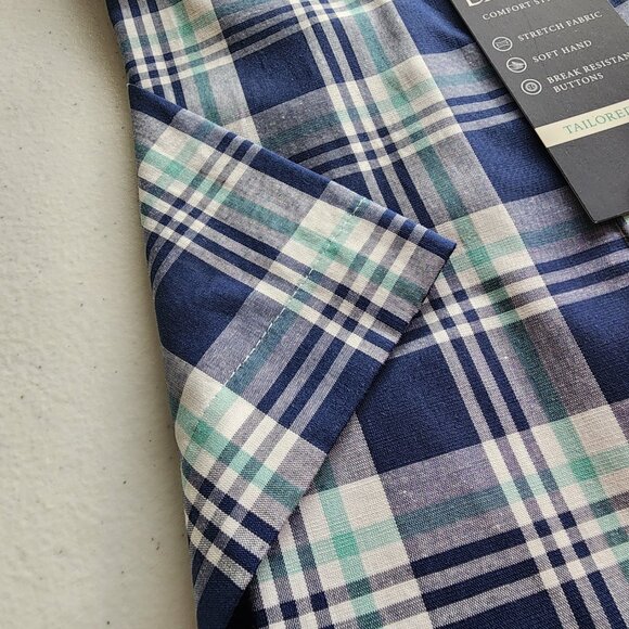 Small Casual Blue Plaid Shirt Jos A Bank S New Mens Size Sleeve Button Front Nwt - Picture 8 of 17